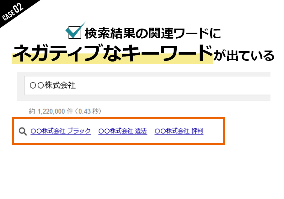 検索結果の関連ワードにネガティブなキーワードが出ている